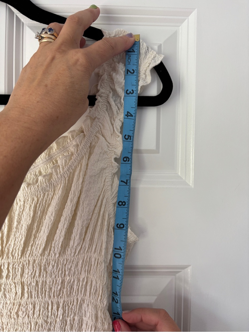 cream smocked ruffle strap sundress - Picture 4 of 6